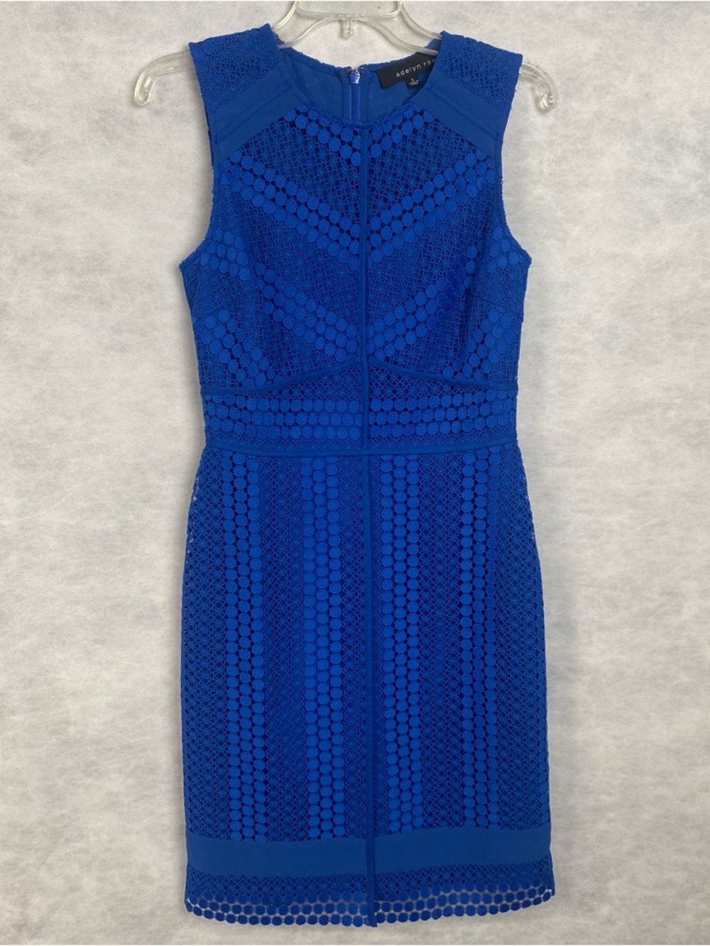 Adelyn Rae Dress Women’s Small Royal Blue Sleeveless Crochet Design Midi